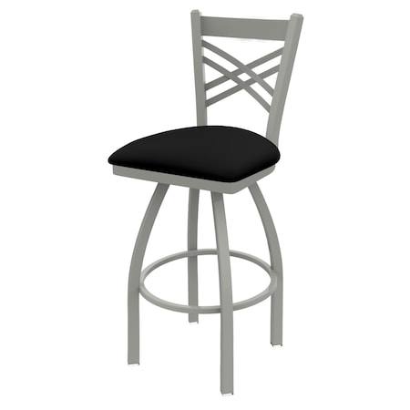 Holland Bar Stool Co 25" Swivel Counter Stool, Nickel Finish, Black Vinyl Seat 82025ANBlkVinyl